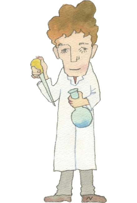 白衣を着たヌノシバ博士のイラスト