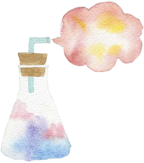 三角フラスコの実験のイラスト