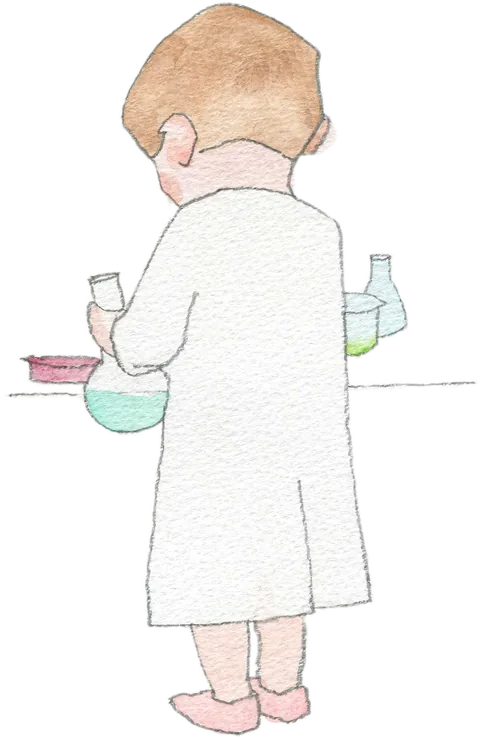 白衣を着て実験する子どものイラスト