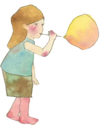 シャボン玉で遊ぶ女の子のイラスト