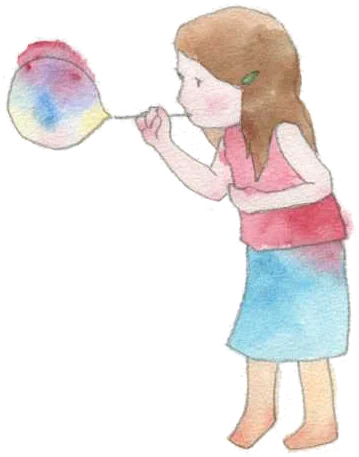 シャボン玉で遊ぶ女の子のイラスト