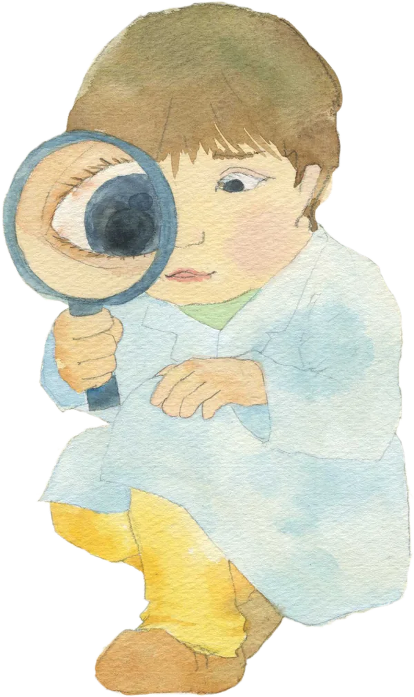 科学の学校のイラスト（観察する子ども）